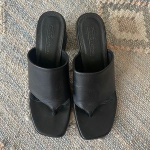 ASOS Design Black Toe Post Thong Block Heel Sandals